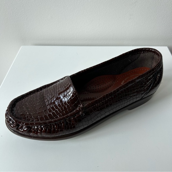 SAS Tripad Comfort Slip On Simplify Loafers 6.5N Brown Croc Moccasin Shiny USA - Picture 2 of 9